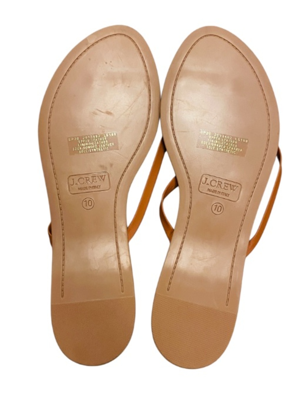 J. Crew Cognac Leather Thin-Strap Slide Sandals - Picture 5 of 6